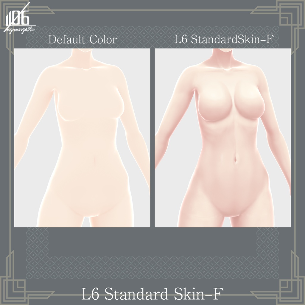 新作!☆★L6スタンダードスキン-F★☆6Color(色調整可)【VRoid Studio Body&Face Texture +α】