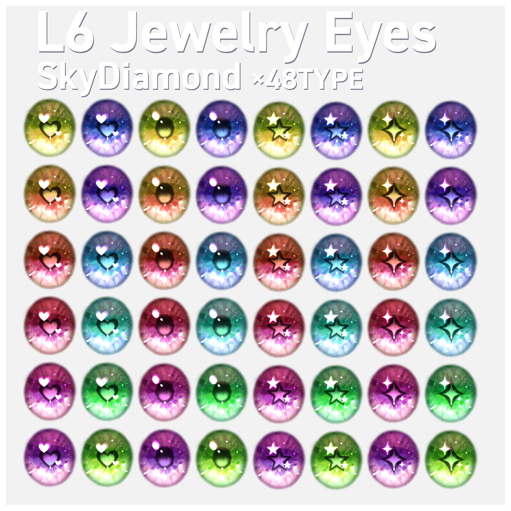 ☆★L6JewelryEyes★☆全96Type(8Type×12Color)PNG+PSD【VRoid Studio 瞳/lrises Texture】