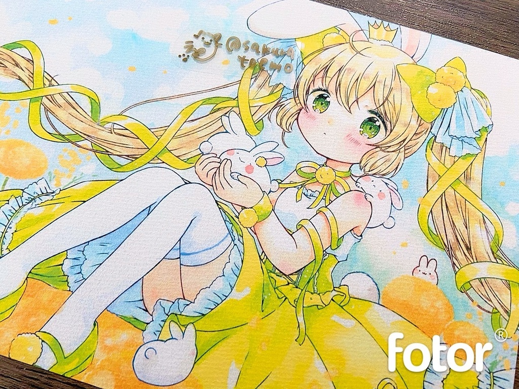 複製原画　B5　ふわふわたんぽぽうさぎちゃん