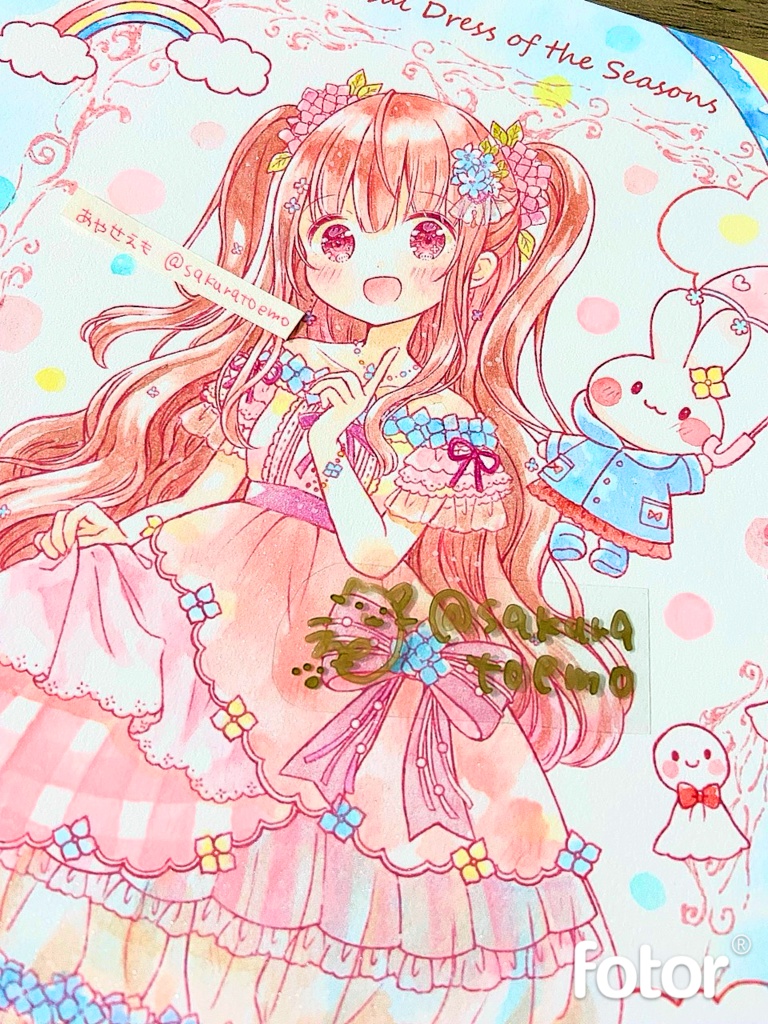 【原画】B5　あじさいドレス（ピンク）