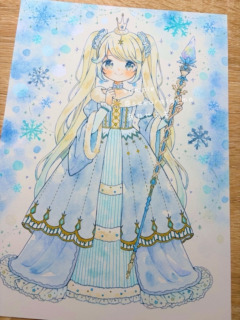 【原画】B5 冬のお姫様　青ドレス