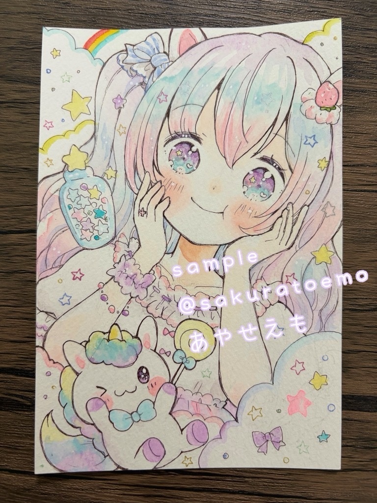 【原画】はがきサイズ　ぽっぴんぐすたー