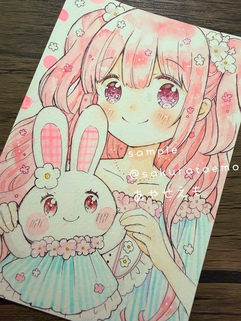 【原画】はがきサイズ　はるひめちゃん