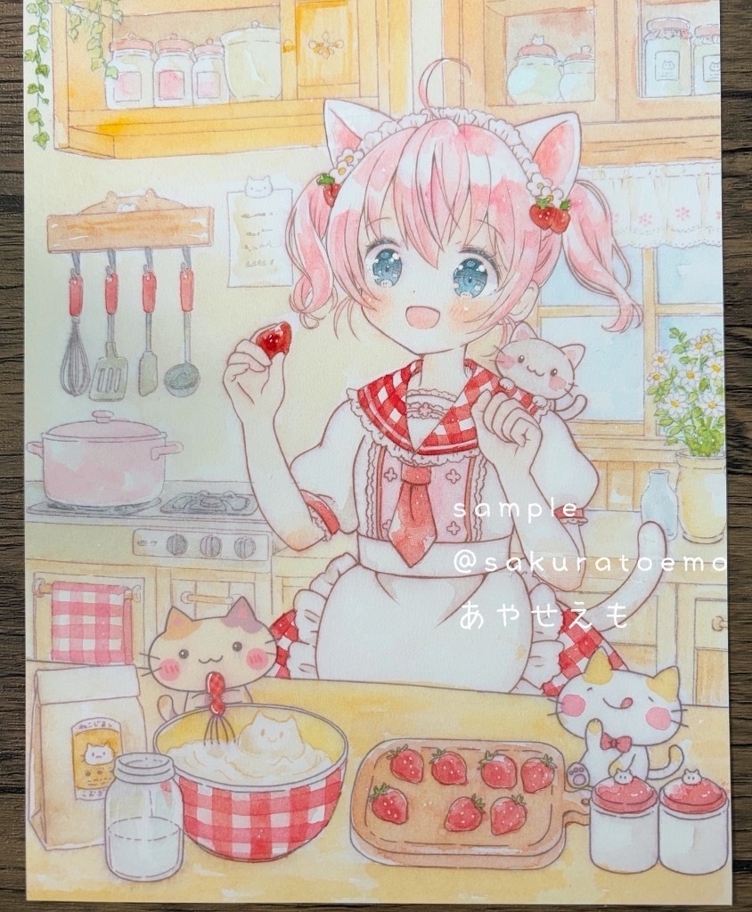 【原画】いちご猫魔女ちゃん