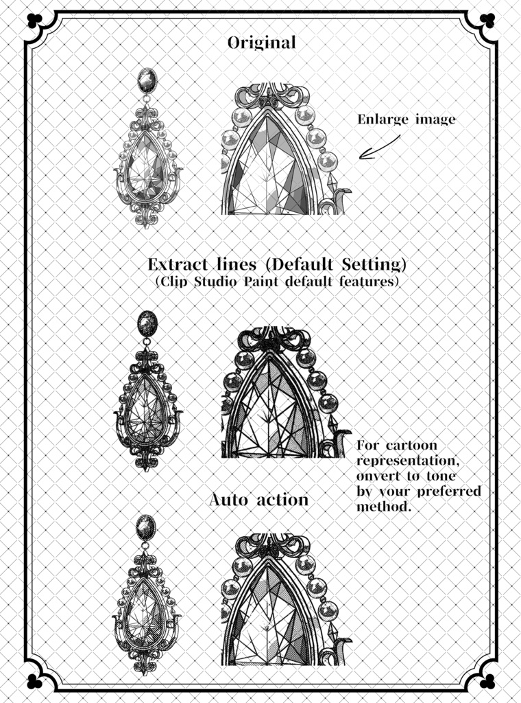 ウェブトゥーンに適した多角度アクセサリーカスタム作成キット【モノクロ版】