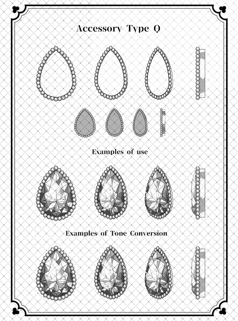 ウェブトゥーンに適した多角度アクセサリーカスタム作成キット【モノクロ版】