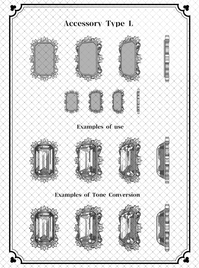 ウェブトゥーンに適した多角度アクセサリーカスタム作成キット【モノクロ版】
