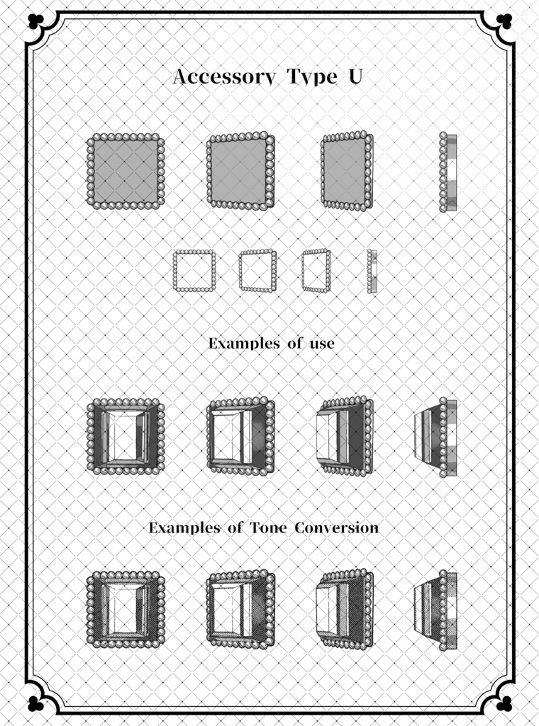 ウェブトゥーンに適した多角度アクセサリーカスタム作成キット【モノクロ版】