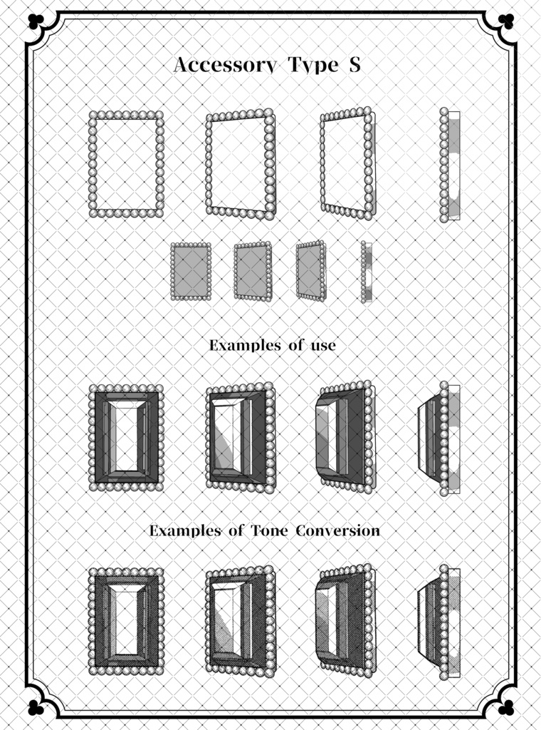 ウェブトゥーンに適した多角度アクセサリーカスタム作成キット【モノクロ版】