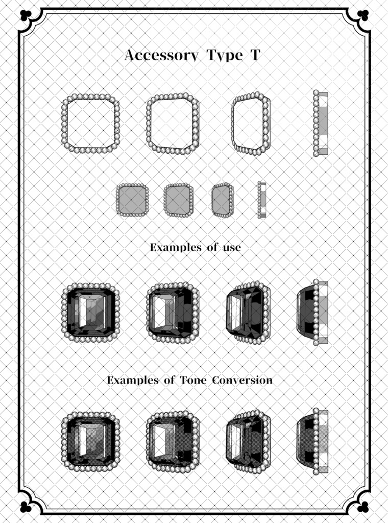 ウェブトゥーンに適した多角度アクセサリーカスタム作成キット【モノクロ版】