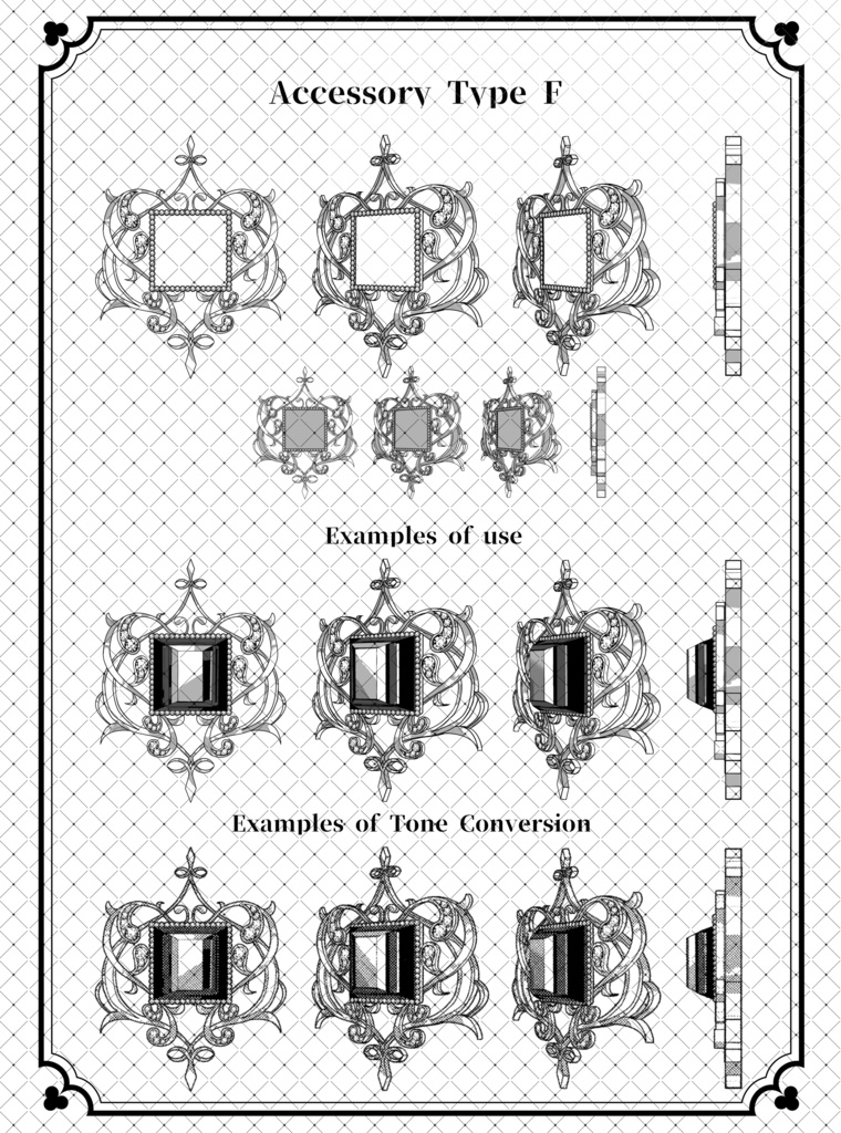 ウェブトゥーンに適した多角度アクセサリーカスタム作成キット【モノクロ版】