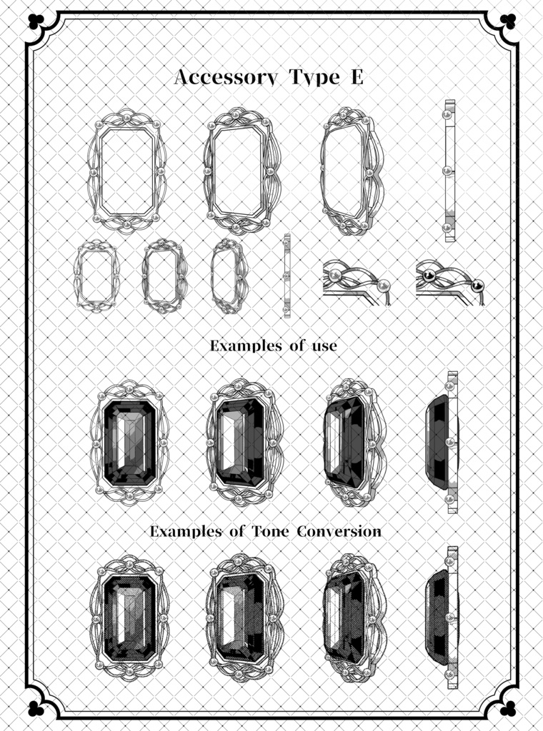 ウェブトゥーンに適した多角度アクセサリーカスタム作成キット【モノクロ版】