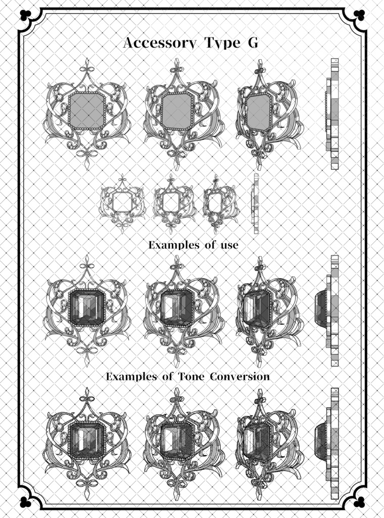 ウェブトゥーンに適した多角度アクセサリーカスタム作成キット【モノクロ版】