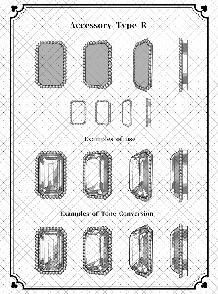 ウェブトゥーンに適した多角度アクセサリーカスタム作成キット【モノクロ版】