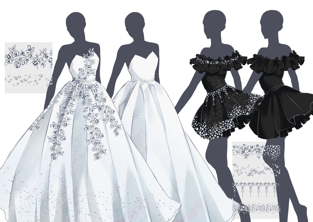 ビジュー刺繍 装飾ブラシパック