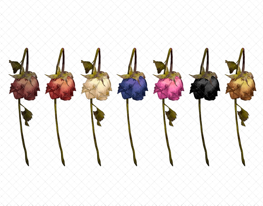 枯れたバラブラシ 7色 35本