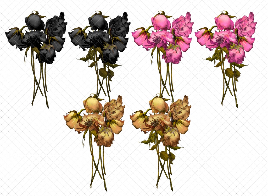 枯れたバラブラシ 7色 35本