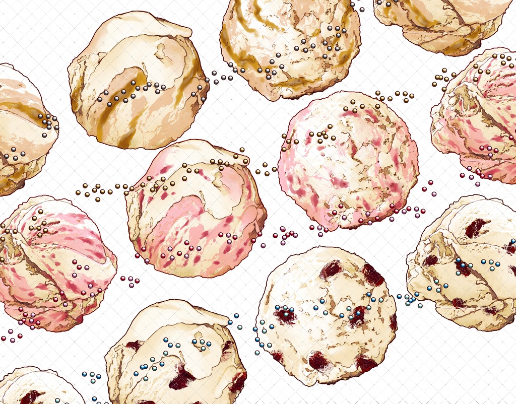 アイスクリーム+トッピング(全フレーバー)79本+3Dコーン