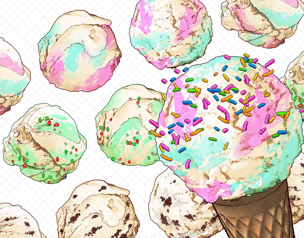 アイスクリーム+トッピング(全フレーバー)79本+3Dコーン