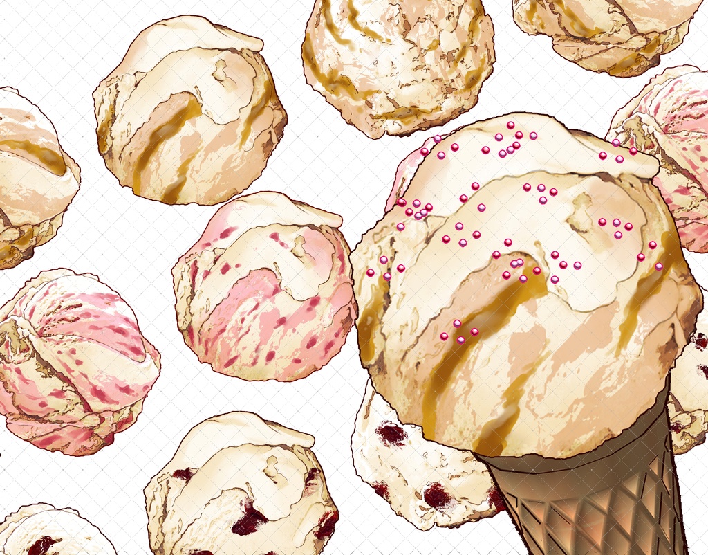 アイスクリーム+トッピング(全フレーバー)79本+3Dコーン