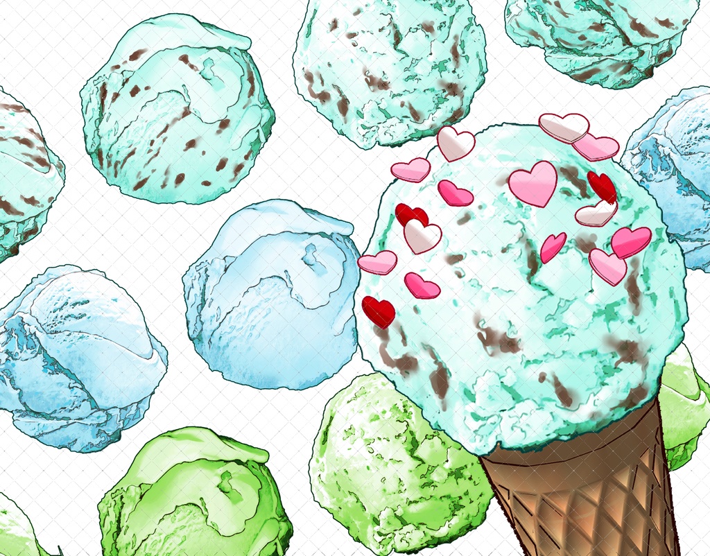 アイスクリーム+トッピング(全フレーバー)79本+3Dコーン