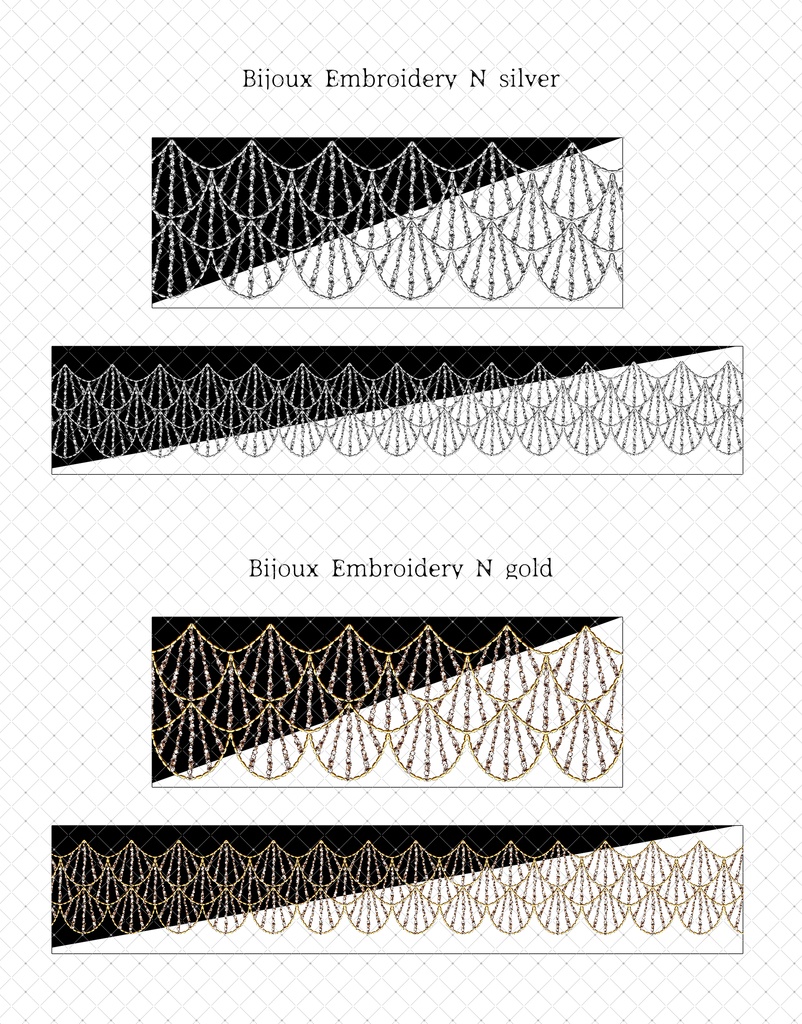 ビジュー刺繍 装飾ブラシパック2