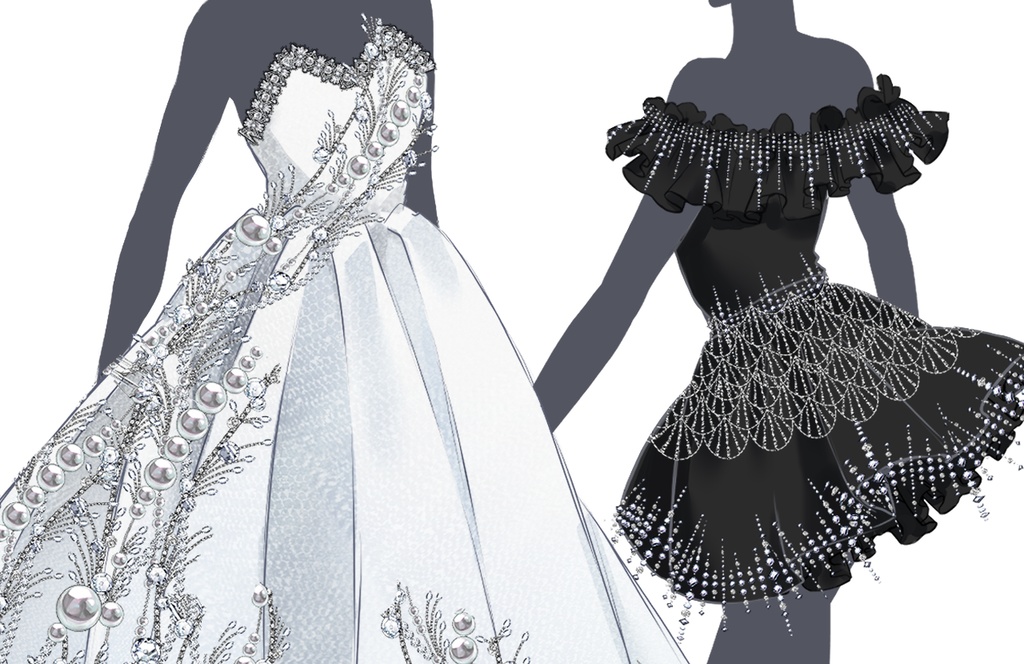 ビジュー刺繍 装飾ブラシパック2