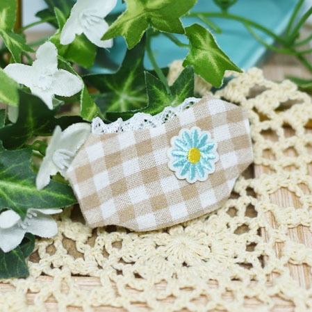 チェックの刺繍おはなワッペントップス