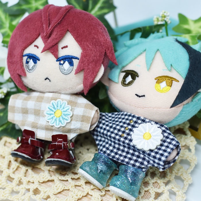 チェックの刺繍おはなワッペントップス