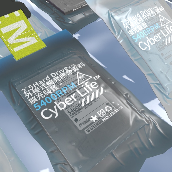 【3Dモデル】2.5HDD用静電気防止真空パック【2 style】