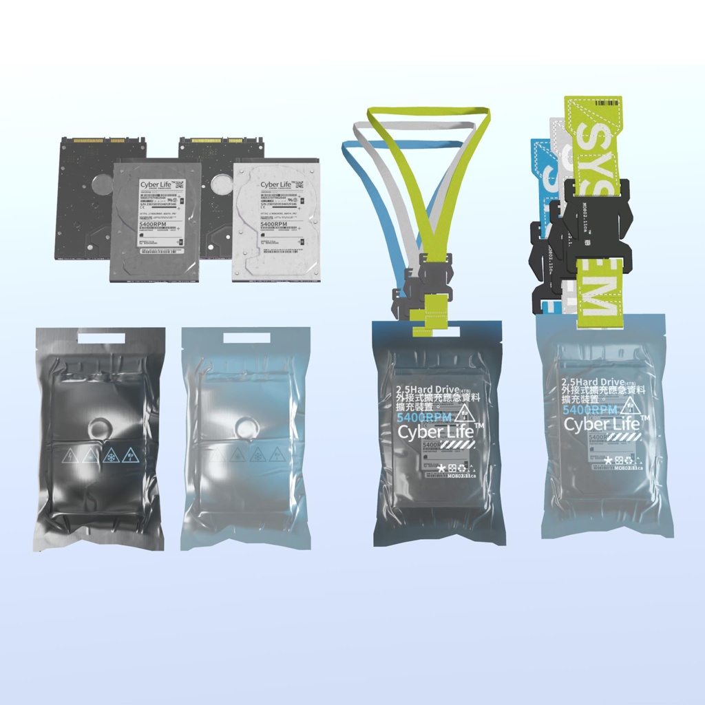【3Dモデル】2.5HDD用静電気防止真空パック【2 style】