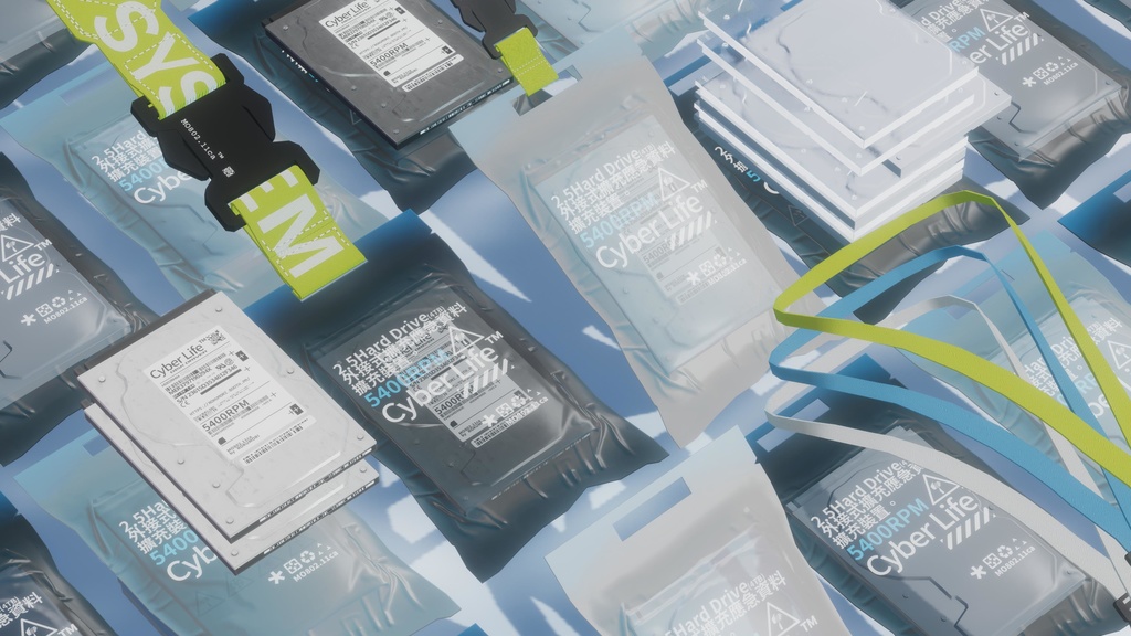 【3Dモデル】2.5HDD用静電気防止真空パック【2 style】