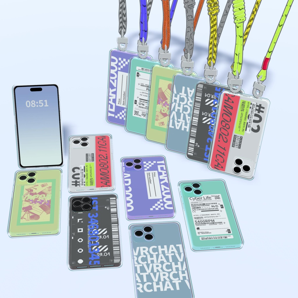 【3Dモデル】8.0mmロープ&スマートフォンセット【6色入】