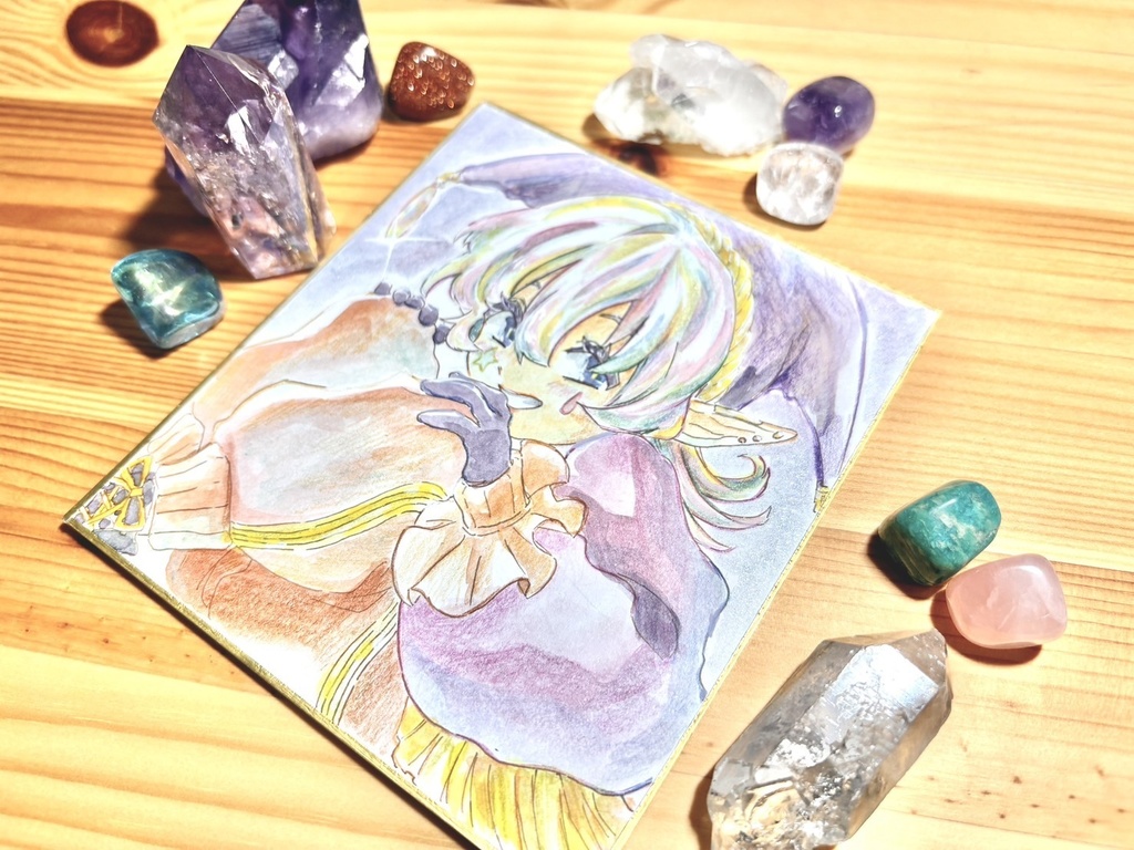 【宝石たちのおめかし】オパール:ミニ原画色紙(13.5cm*12cm)