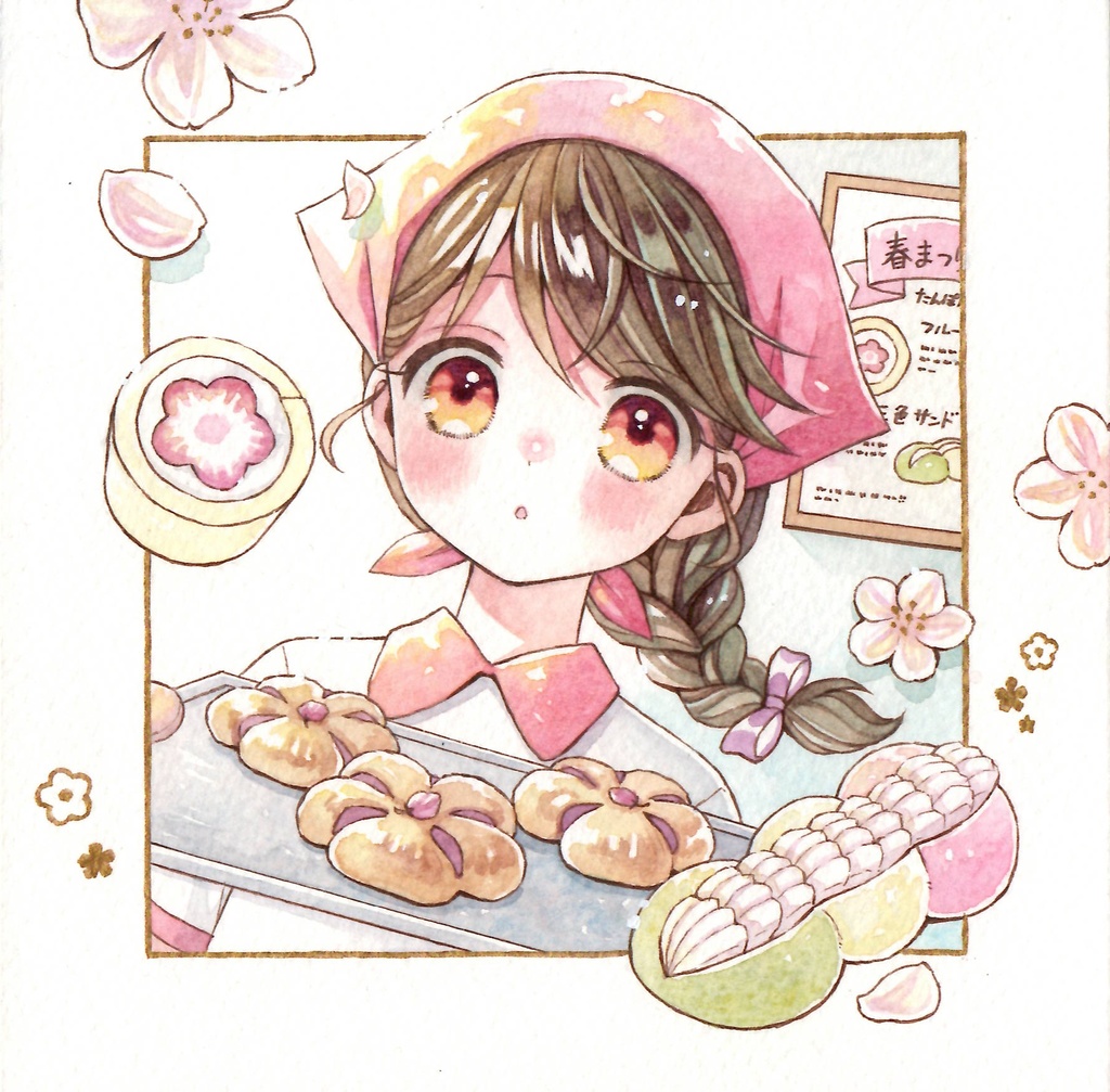 原画「パン屋さんの仕込み」