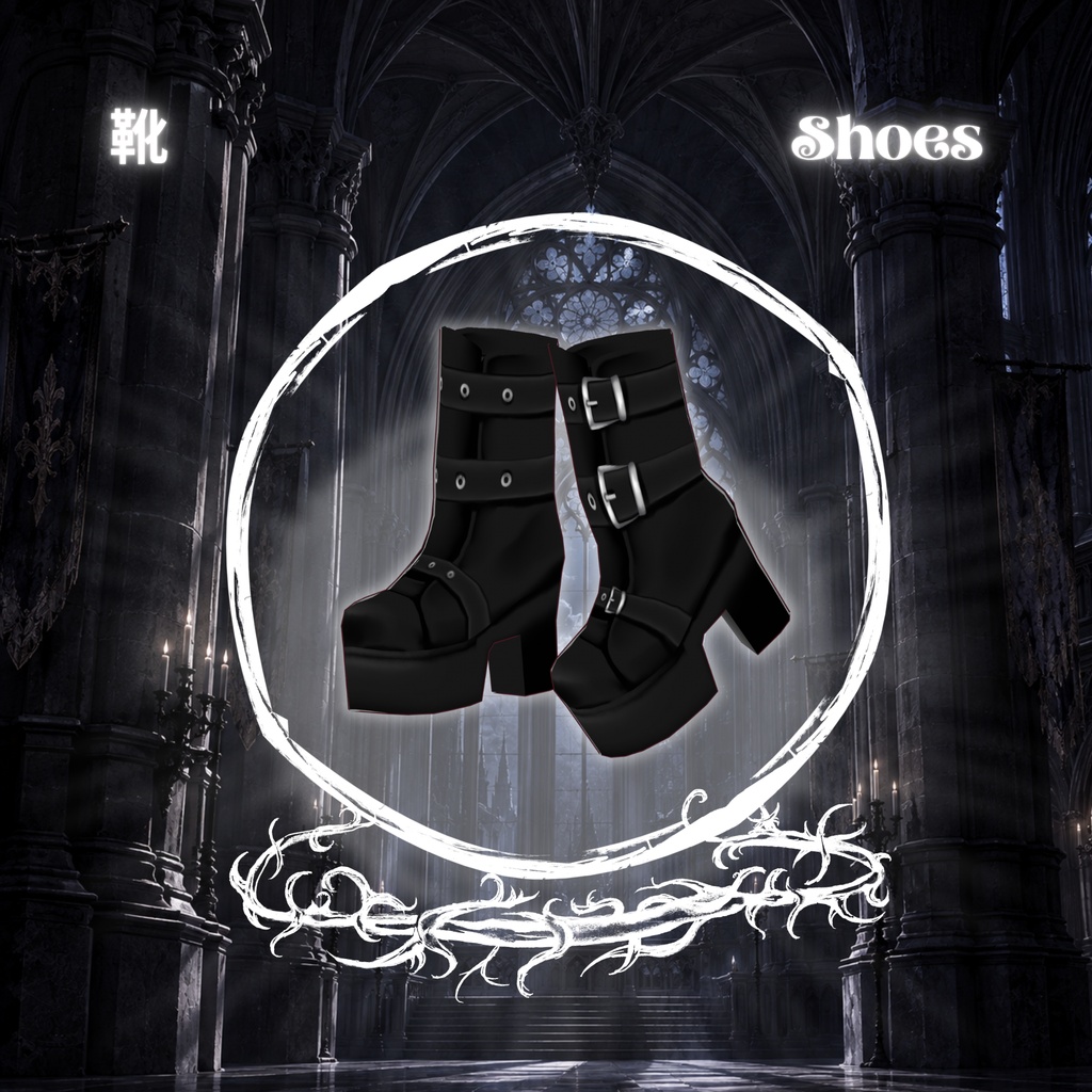 ゴシックストリートウェア ブラック Noir Gothic Streetwear Black Clothing + フリーアイ2 | Free Eye 2 - Vroid,Vtuber,Vrchat