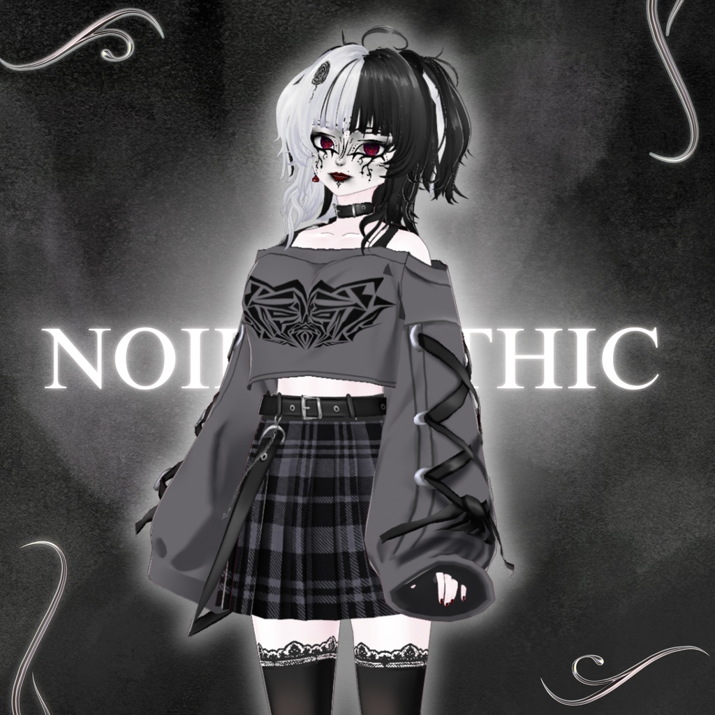 Noir Gothic Streatwear Clothing - Vroid,Vtuber,Vrchat
