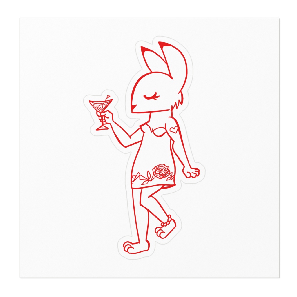 ウサギさんとカクテルのステッカー