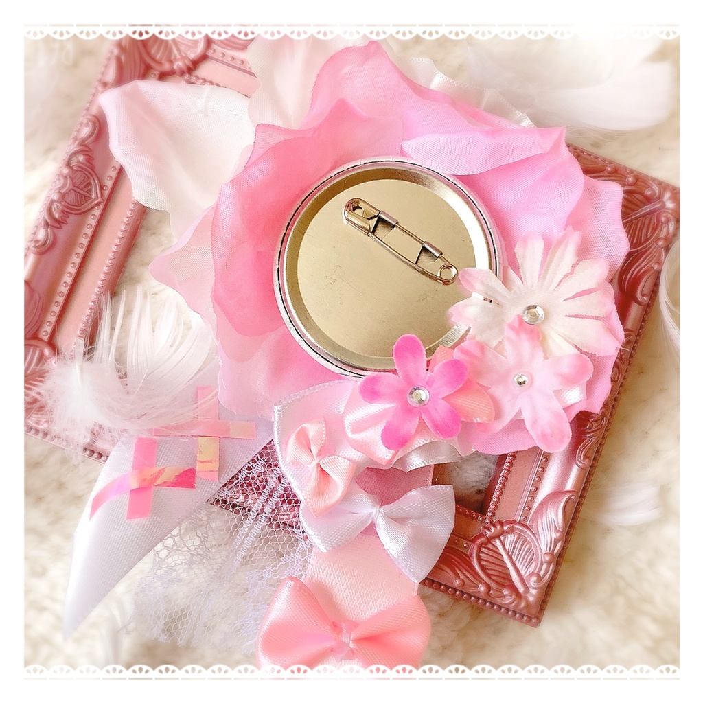 ♡ お花 フラワー ピンク ホワイト ロゼット 痛ロゼット 痛バ 量産♡