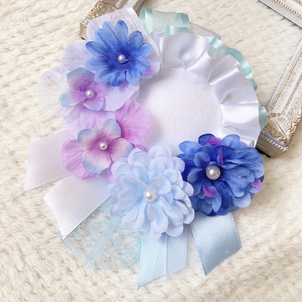 お花 フラワーロゼット 痛ロゼット ブルー 青 水色 痛バ