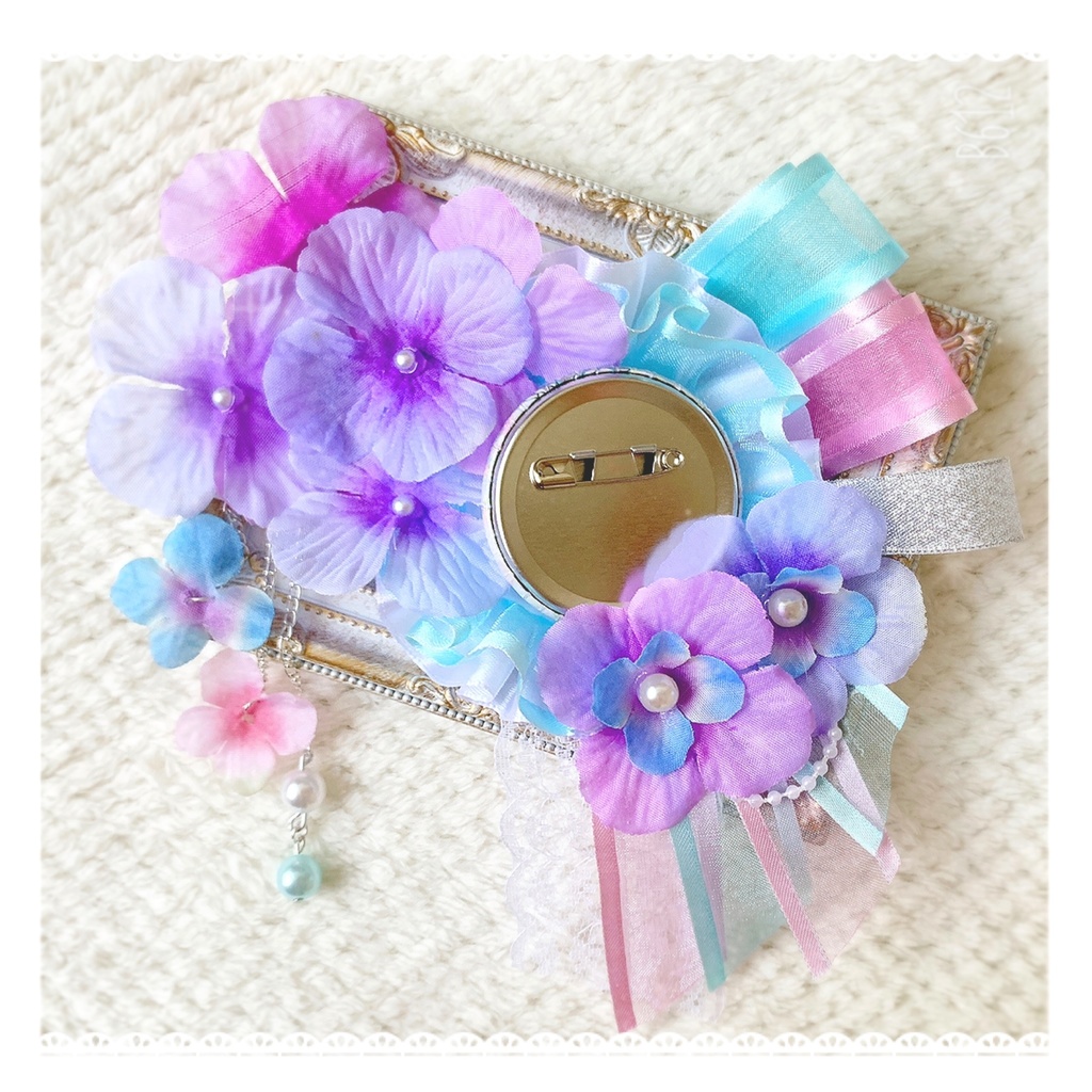 お花 フラワーロゼット 痛ロゼット ブルー 青 水色 紫 パープル 痛バ