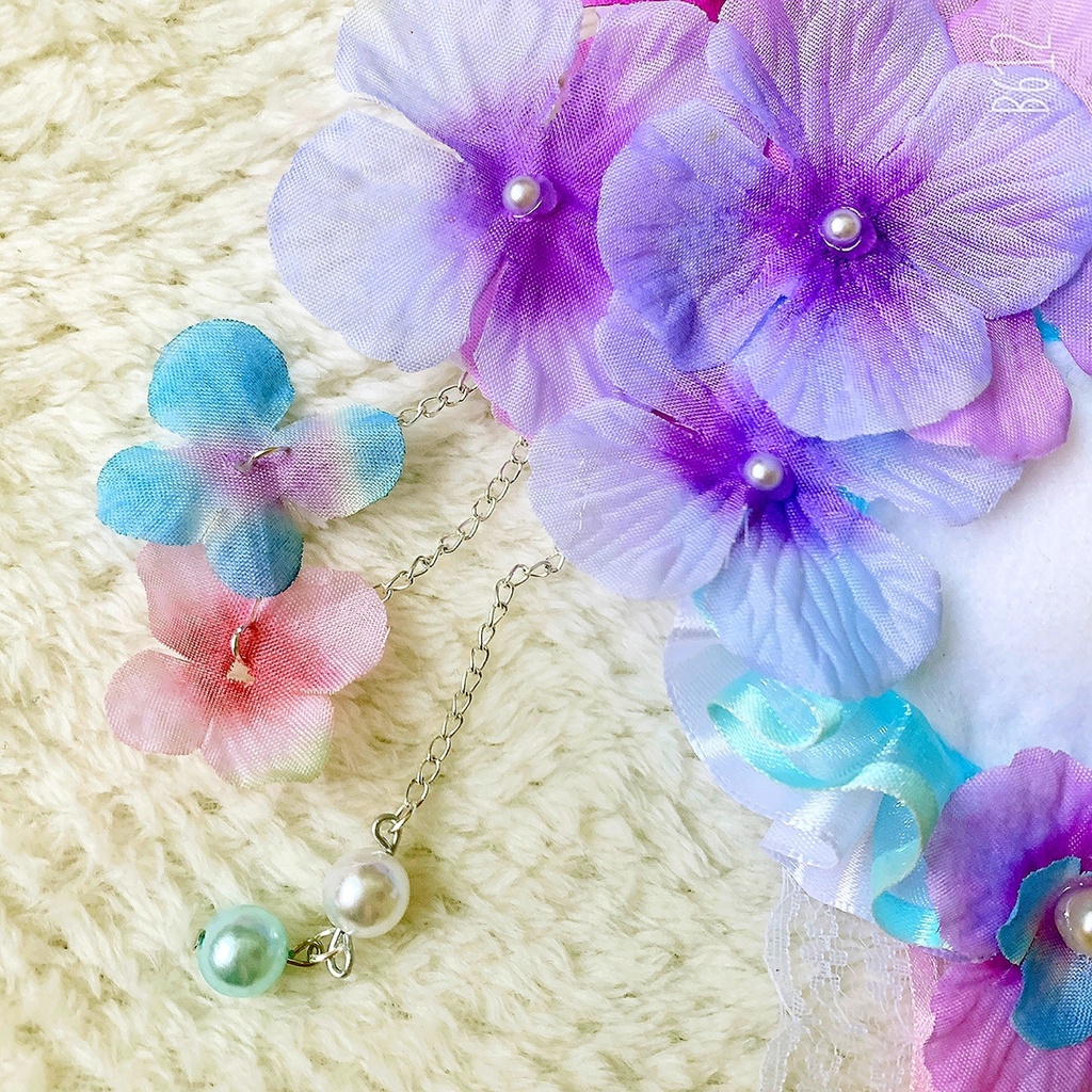 お花 フラワーロゼット 痛ロゼット ブルー 青 水色 紫 パープル 痛バ