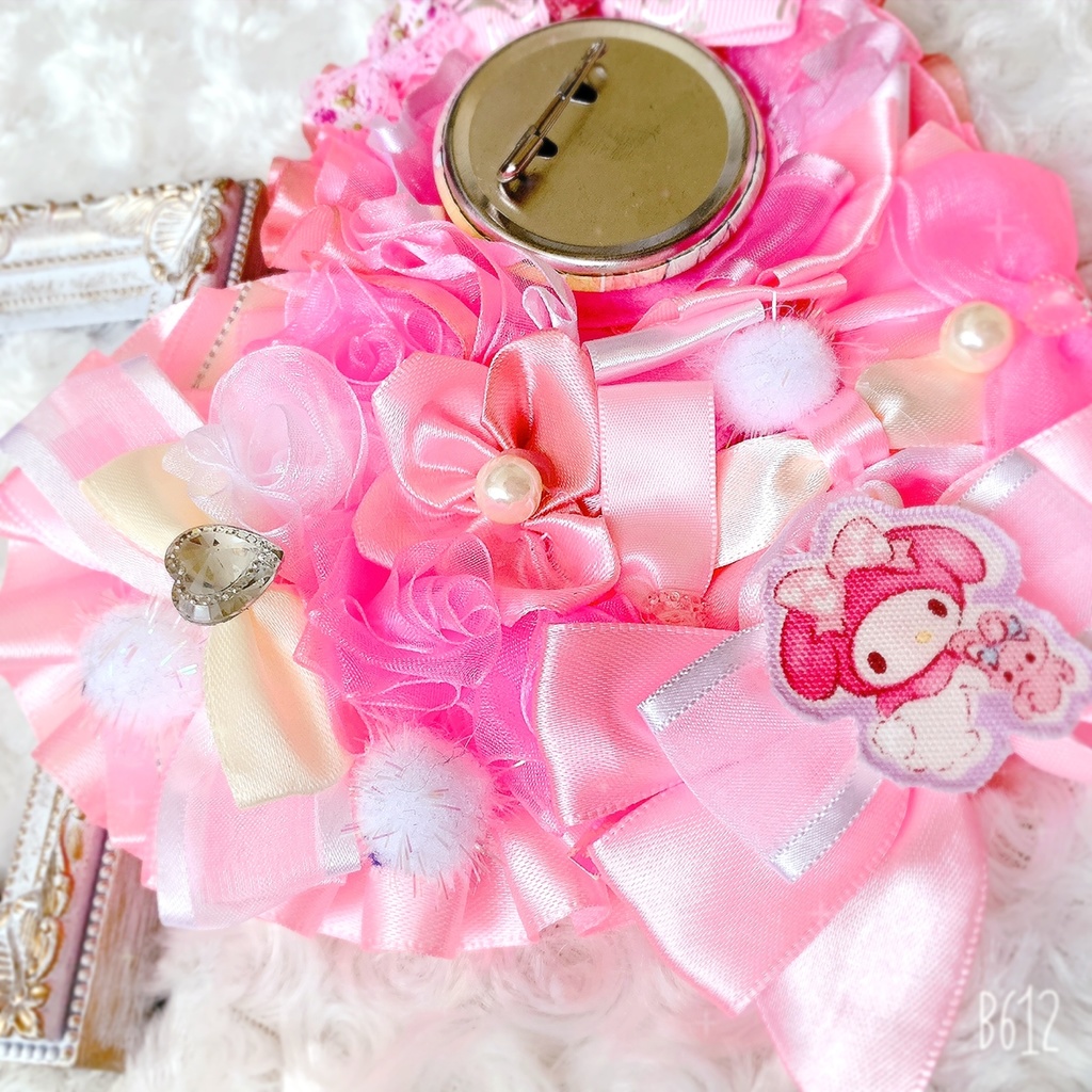 痛ロゼット ピンク ハート型ロゼット バックチャーム 痛バ