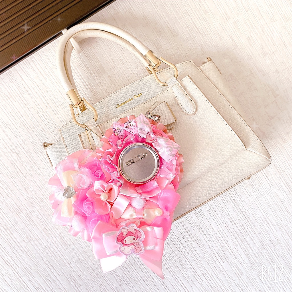 痛ロゼット ピンク ハート型ロゼット バックチャーム 痛バ