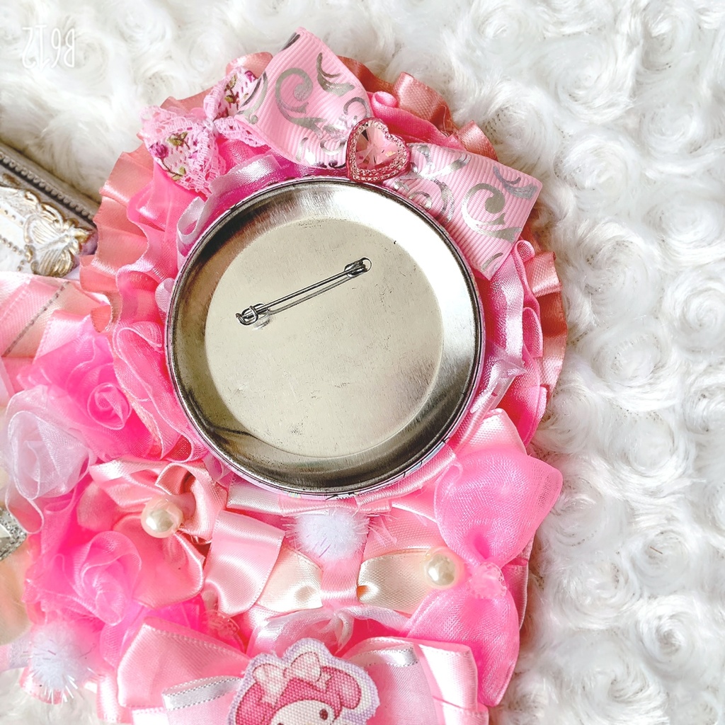 痛ロゼット ピンク ハート型ロゼット バックチャーム 痛バ