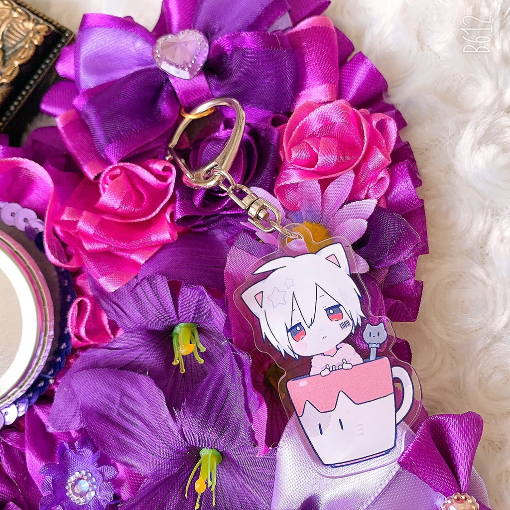 痛ロゼット パープル 紫 ハート型ロゼット バックチャーム 痛バ