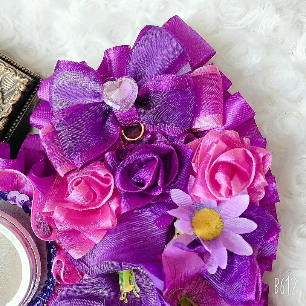 痛ロゼット パープル 紫 ハート型ロゼット バックチャーム 痛バ