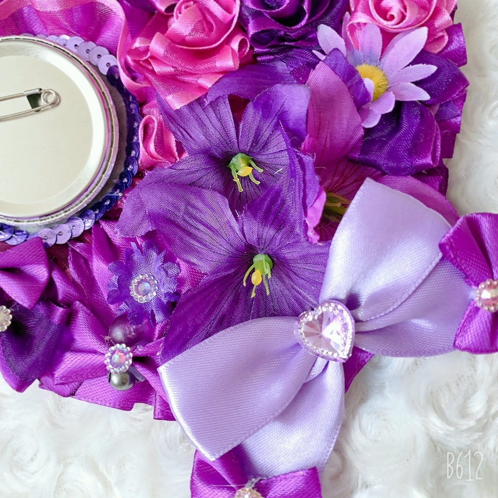 痛ロゼット パープル 紫 ハート型ロゼット バックチャーム 痛バ