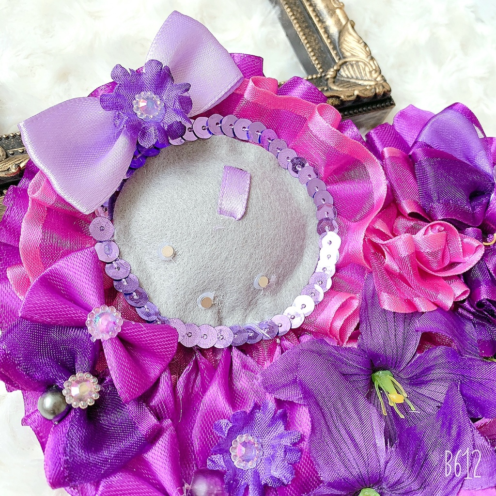 痛ロゼット パープル 紫 ハート型ロゼット バックチャーム 痛バ