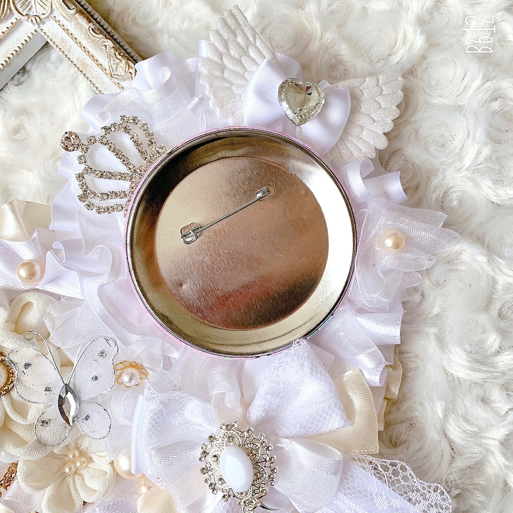 痛ロゼット 白 ホワイト ハート型ロゼット バックチャーム 痛バ